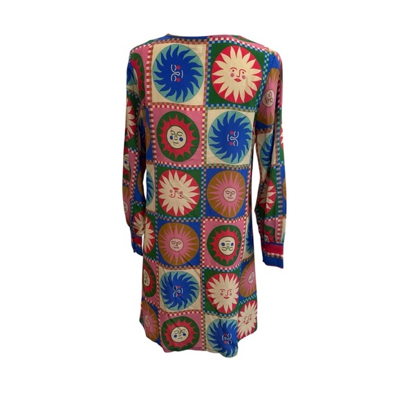 Johnny Was Lionora V-Neck Silk Swing Slip Dress Long Sleeve Sun Print NWT $378 - Picture 7 of 16